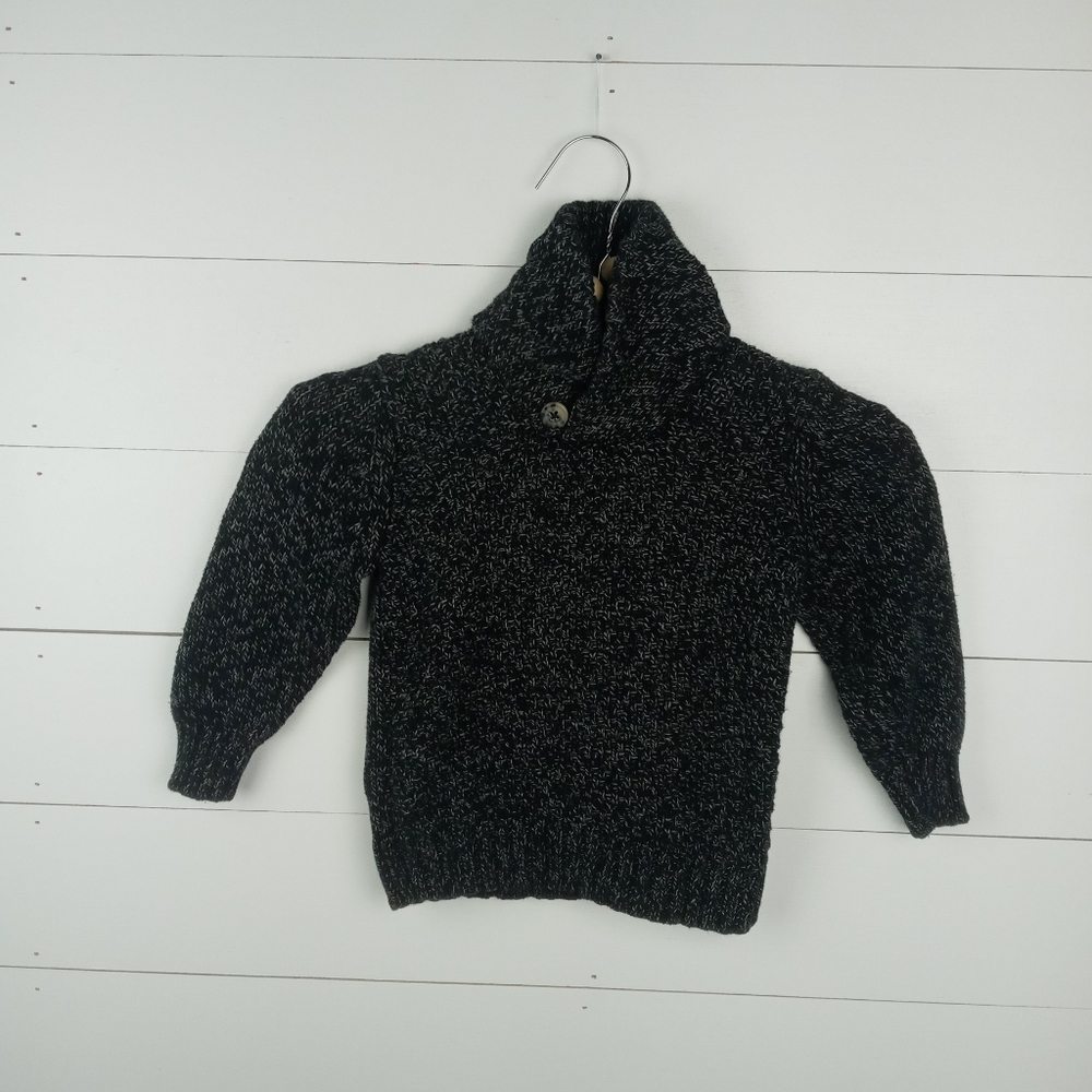 Old Navy boys size 2T waffle stitched black white flex sweater large collar